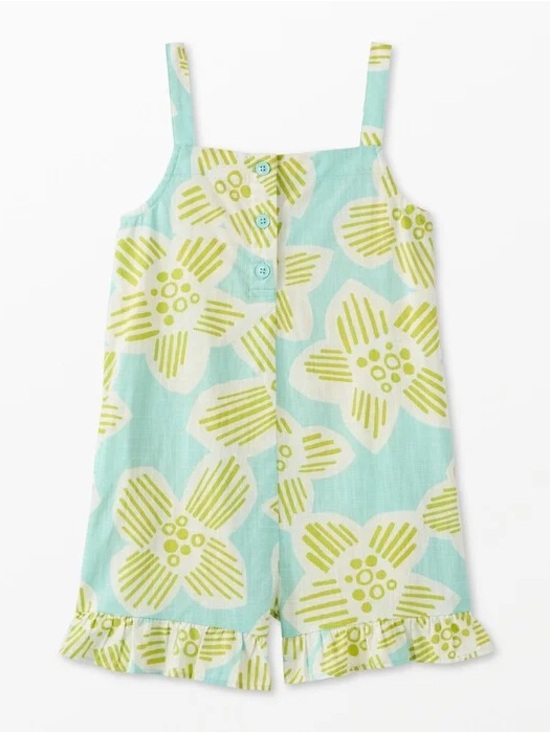 Hanna Andersson Other - Hanna Andersson Aqua Blue and Lime Green Floral Romper
